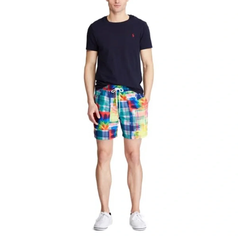 Polo Ralph‎ Lauren Swim Shorts Trunks Colorful Plaid Packable Mens Size XL